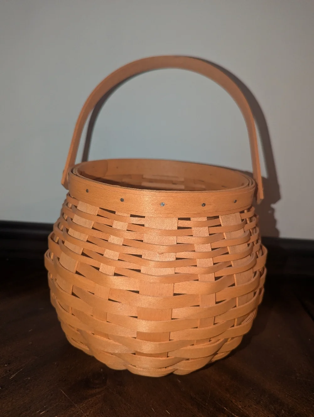 Vintage 1991 Longaberger Small Round Fruit Berry Basket - Signed RKS